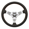 Nardi Deep Corn - 330mm (Black Perforated Leather / White Anodized Spokes w/ Red Stitching)