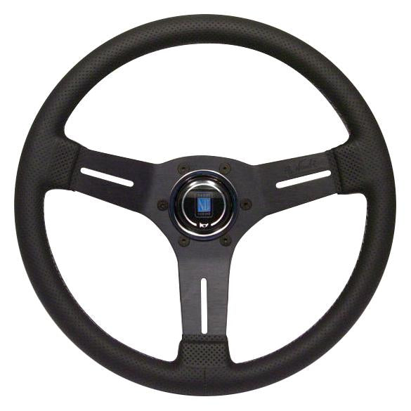 Nardi Competition - 330mm (Black Perforated Leather / Black Spokes w/ Grey Stitching)