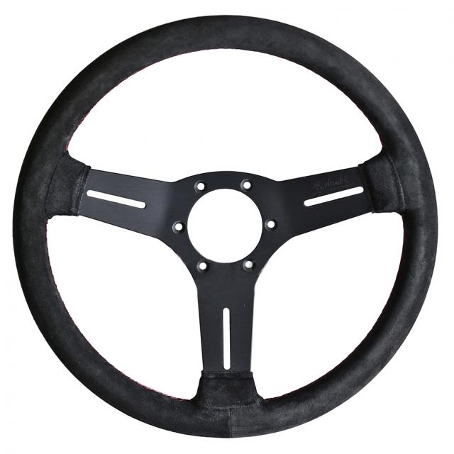 Nardi Classic Competition (no horn ring) - 330mm (Black / Black Suede / Red Stitch)