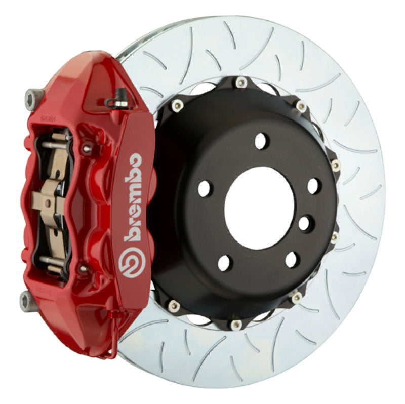 Brembo 15-18 M3 Excl CC Brakes Rr GT BBK 4Pis Cast 380x28 2pc Rotor Slotted Type3-Red