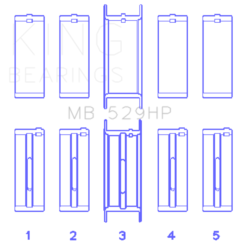King Ford 260CI/289CI/302 5.0L Windsor (0.010 Size) Main Bearing Set