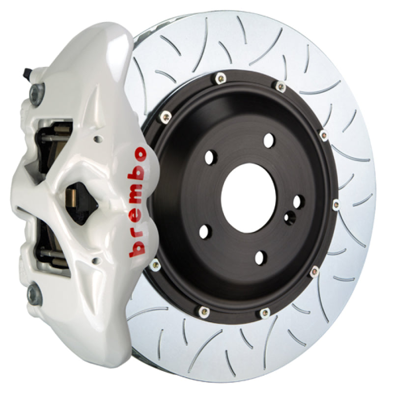 Brembo 15-18 M3 Excl CC Brakes Rr GT BBK 4Pis Cast 380x28 2pc Rotor Slotted Type3-White