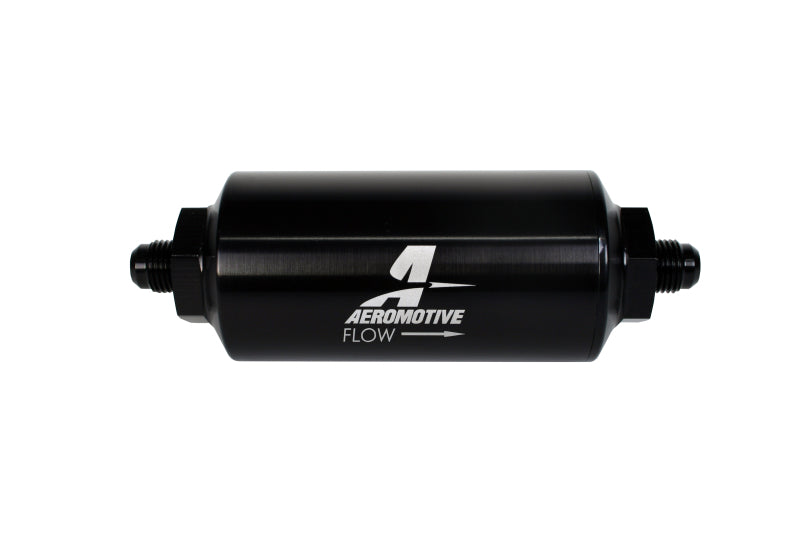 Aeromotive In-Line Filter - (AN-6 Male) 10 Micron Microglass Element Bright Dip Black Finish