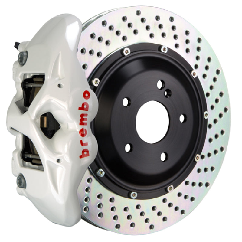 Brembo 15-18 M3 Excl CC Brakes Rr GT BBK 4Pis Cast 380x28 2pc Rotor Drilled-White
