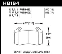 Hawk 2010 Camaro SS HT-14 Race Rear Brake Pads