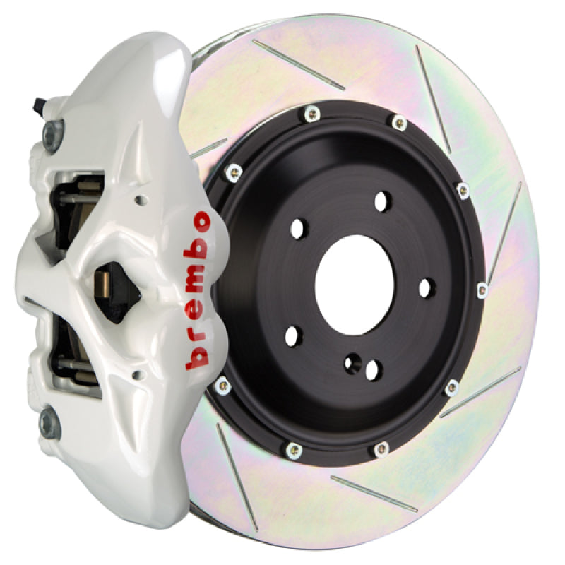 Brembo 15-18 M3 Excl CC Brakes Rr GT BBK 4Pis Cast 380x28 2pc Rotor Slotted Type1-White