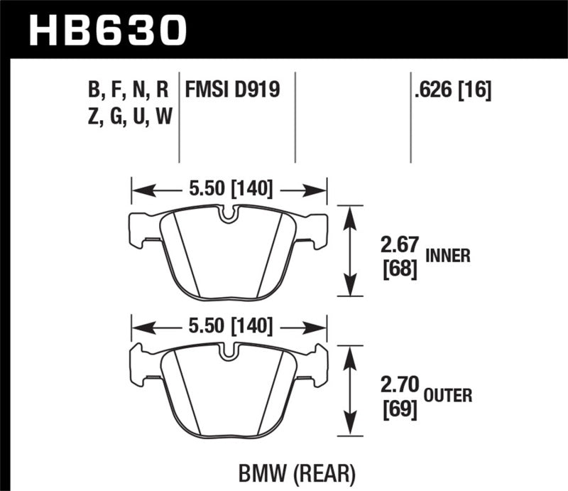 Hawk 2011 BMW 1 Series M 3.0L Base Rear ER-1 Brake Pads