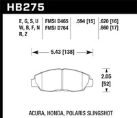 Hawk Honda 98-02 Accord / 06-11 Civic / Polaris Slingshot HT-10 Race Front Brake Pads (Two Pads/Box)
