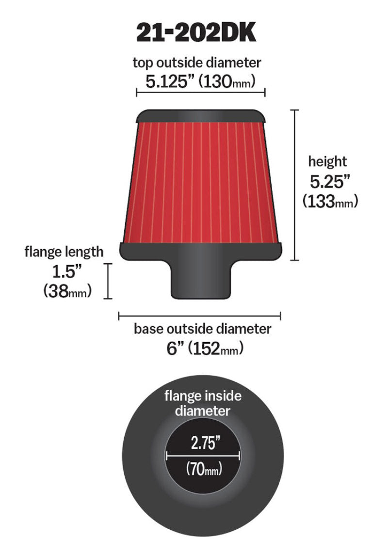 AEM 2.75 in Short Neck 5 in Element Filter