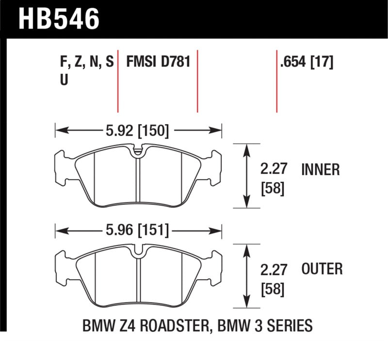Hawk 08 BMW Z4 3.0L HPS 5.0 Front Brake Pads