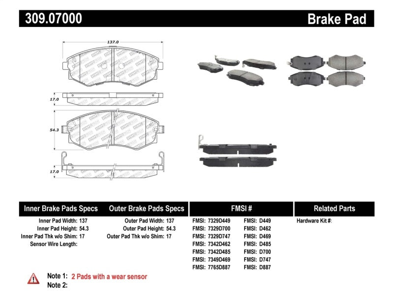 StopTech Performance 89-1/94 Nissan 240SX (w/ABS) 92-01/05-06 Hundai Elantra Front Brake Pads