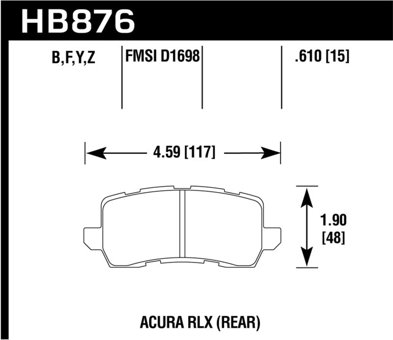 Hawk 14-17 Acura RLX / 15-17 Acura TLX Performance Ceramic Street Rear Brake Pads