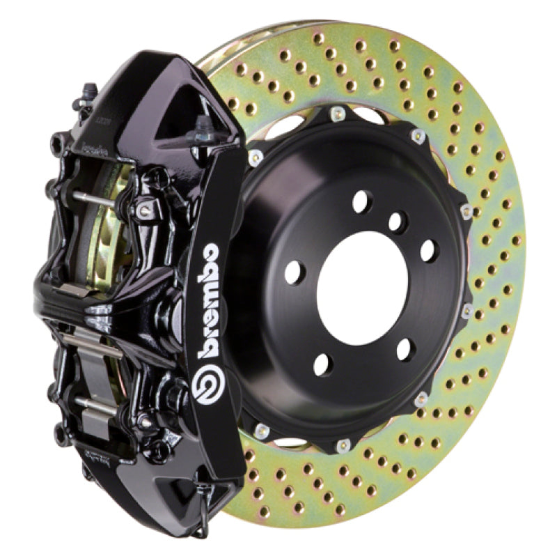 Brembo 93-98 Supra Front GT BBK 6 Piston Cast 355x32 2pc Rotor Drilled-Black