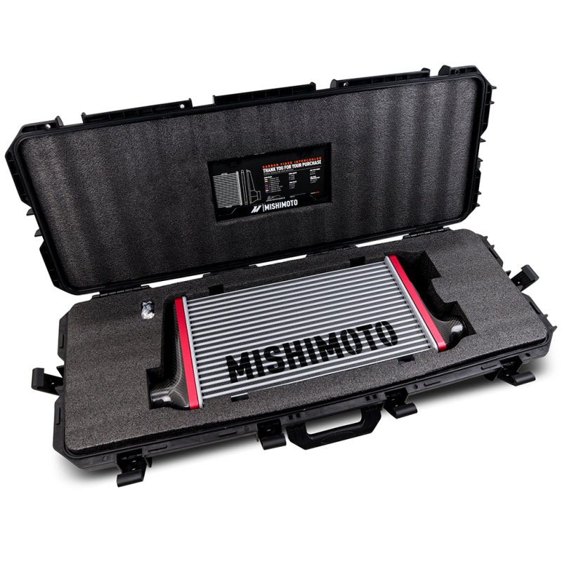 Mishimoto Universal Carbon Fiber Intercooler - Gloss Tanks - 450mm Black Core - C-Flow - BK V-Band