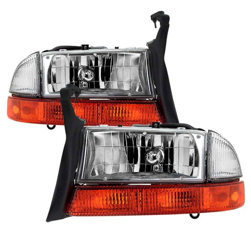 xTune Dodge Dakota 97-04 OEM Style Headlights w/ Bumper Signal Lights - Chrome HD-JH-DDAK97-OE-SET