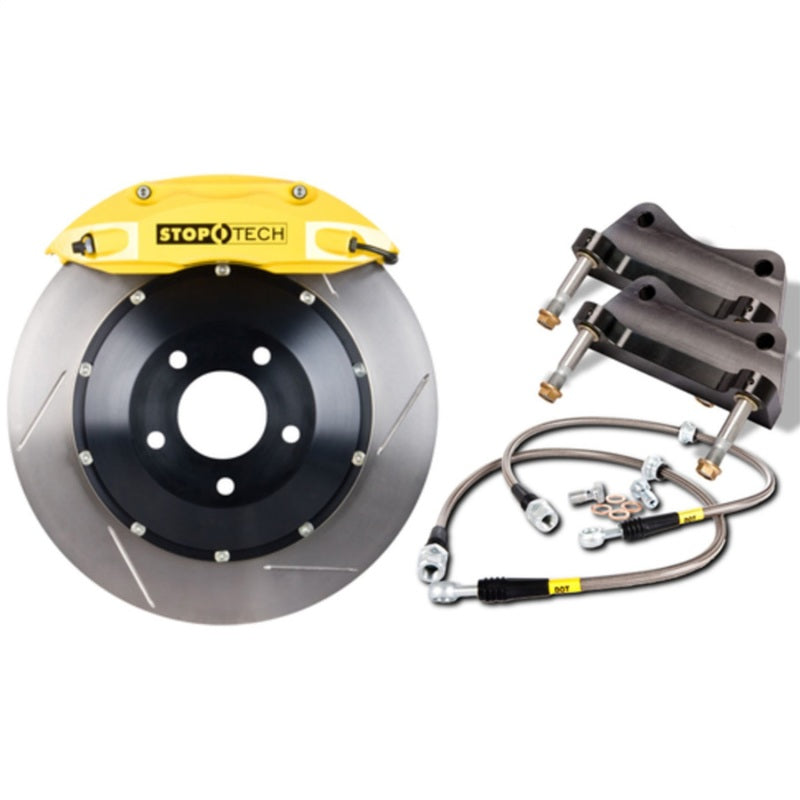 StopTech 06-09 Chevy Corvette Front BBK w/ Yellow ST-60 Calipers Slotted 355x32mm Rotors SS Lines
