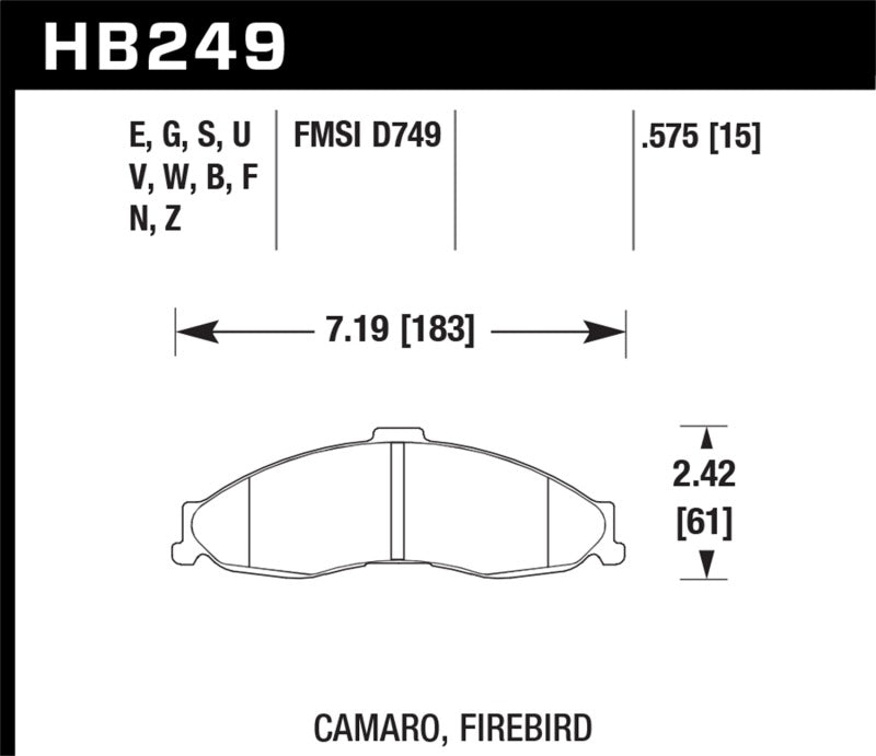 Hawk 1998-2002 Chevrolet Camaro SS 5.7 HPS 5.0 Front Brake Pads