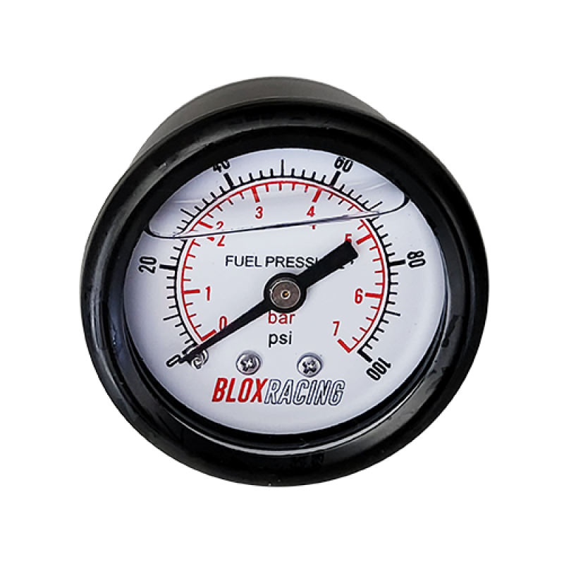 BLOX Racing Liquid-Filled Fuel Pressure Gauge 0-100psi (White Face)