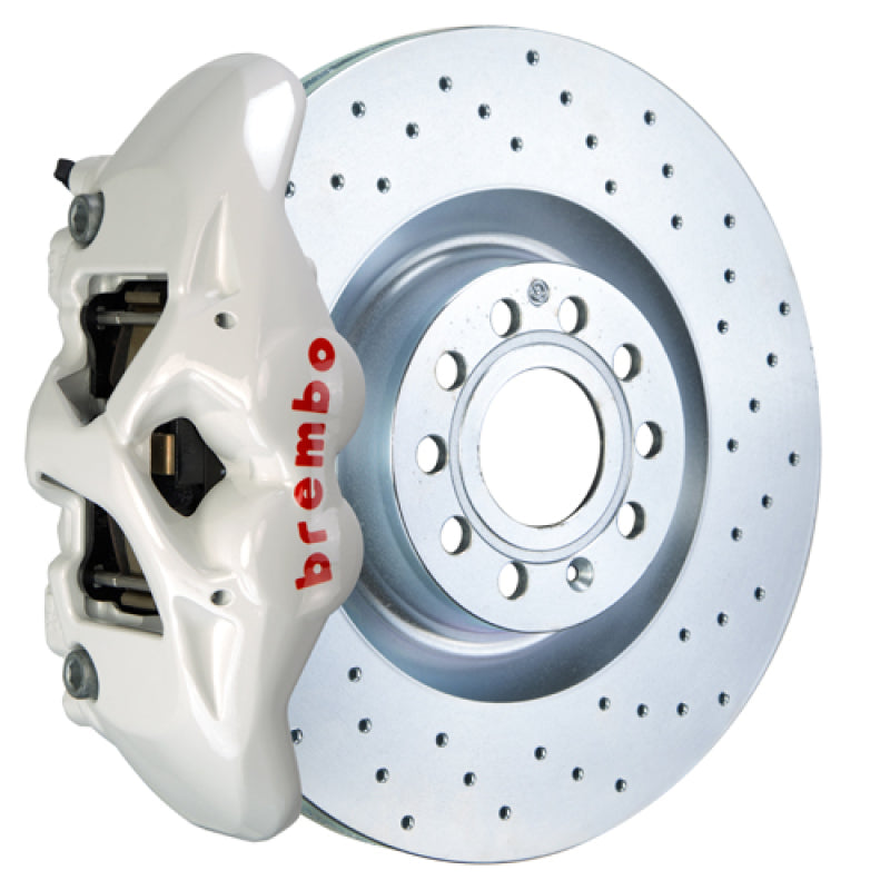 Brembo 14-20 A3 Front GT BBK 4 Piston Cast 345x30 1pc Rotor Drilled-White