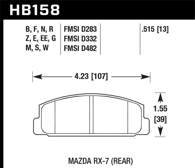 Hawk 86-95 Mazda RX-7 Performance Ceramic Street Rear Brake Pads