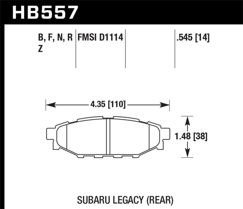 Hawk 08 WRX Rear HPS Street Brake Pads