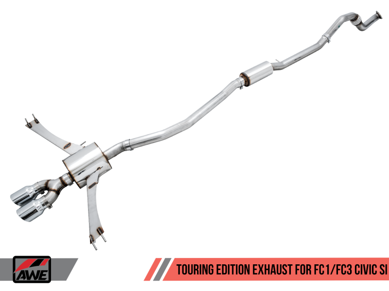 AWE Tuning 2016+ Honda Civic Si Touring Edition Exhaust w/Front Pipe & Dual Chrome Silver Tips