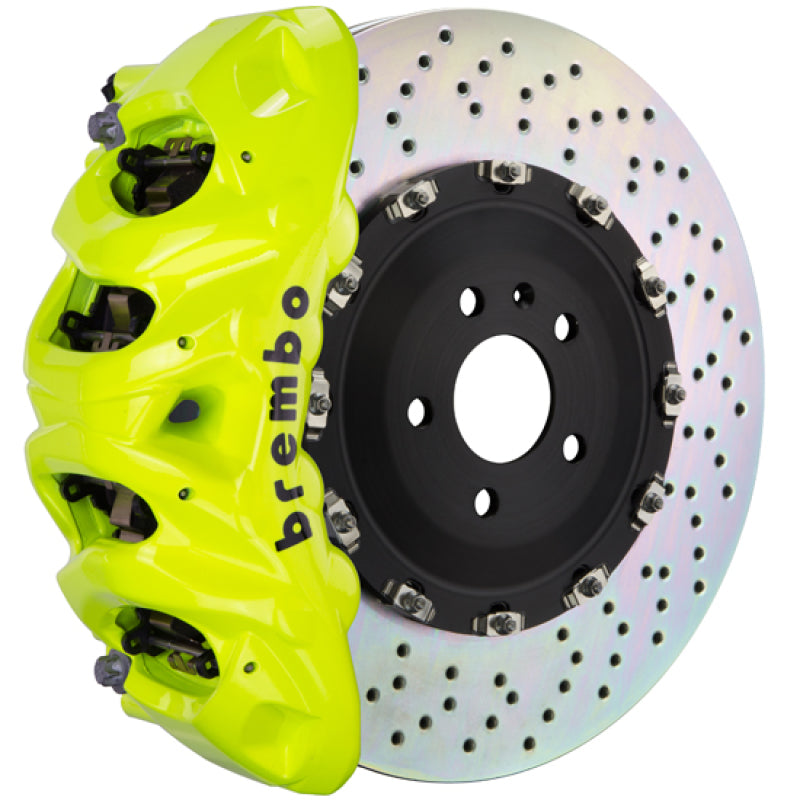 Brembo 13-18 S6/13-18 S7/14-18 RS7 Fr GT BBK 8 Piston Cast 412x38 2pc Rotor Drilled- Fluo. Yellow