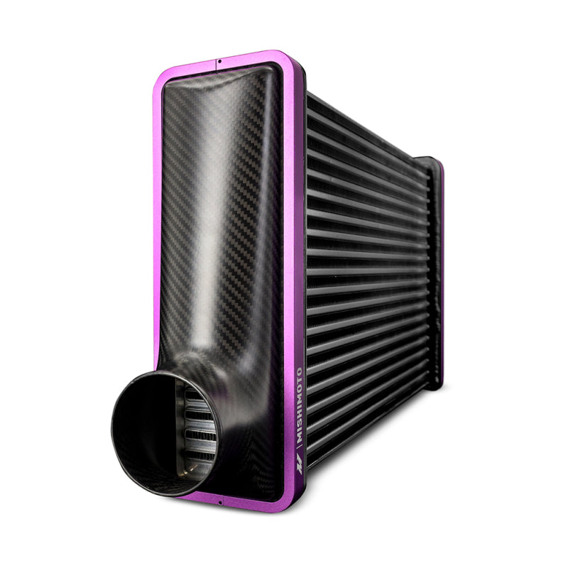 Mishimoto Universal Carbon Fiber Intercooler - Gloss Tanks - 600mm Black Core - S-Flow - GR V-Band