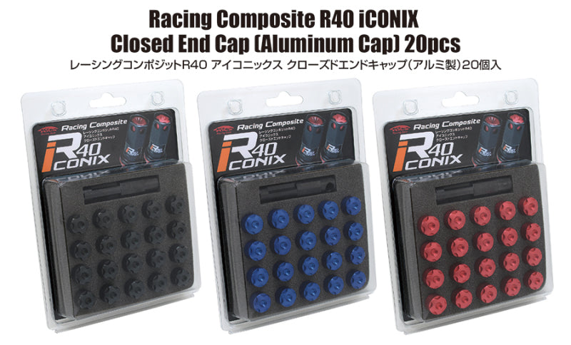 Project Kics 12x1.50 R40 Iconix Aluminum Cap Set - Black (20 Pcs)