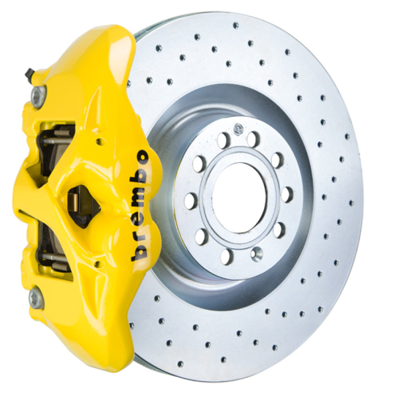 Brembo 14-20 A3 Front GT BBK 4 Piston Cast 345x30 1pc Rotor Drilled-Yellow