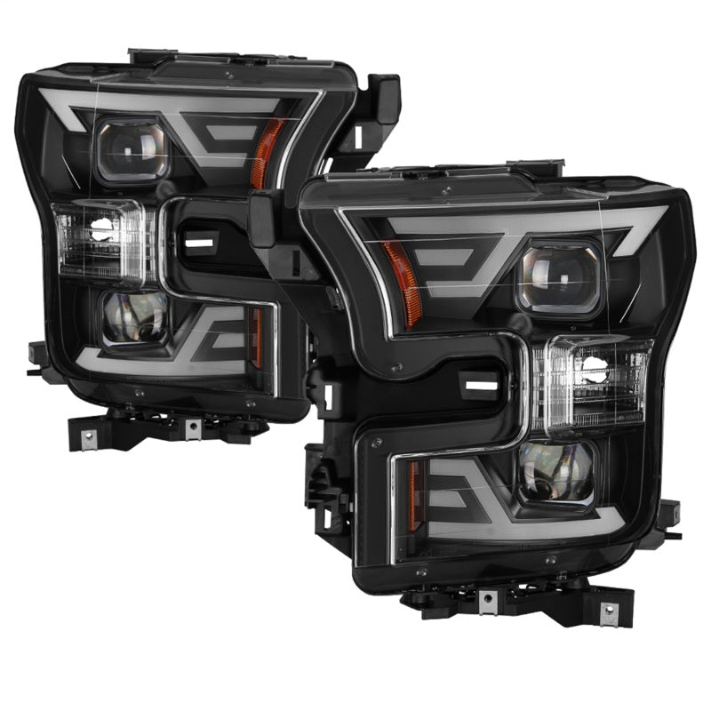 xTune 15-17 Ford F-150 DRL LED Light Bar Projector Headlights - Black (PRO-JH-FF15015-LB-BK)