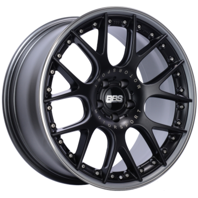 BBS CH-RII 22x10 5x120 ET38 / 72.5 CB Satin Black Center Platinum Lip SS Rim Protector Wheel