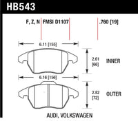 Hawk 06-11 Audi A3 2.0L Base Front ER-1 Brake Pads