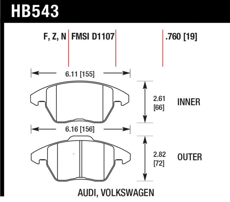 Hawk 06-11 Audi A3 2.0L Base Front ER-1 Brake Pads