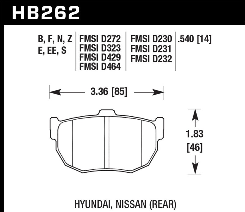 Hawk 89-97 Nissan 240SX SE Performance Ceramic Street Rear Brake Pads