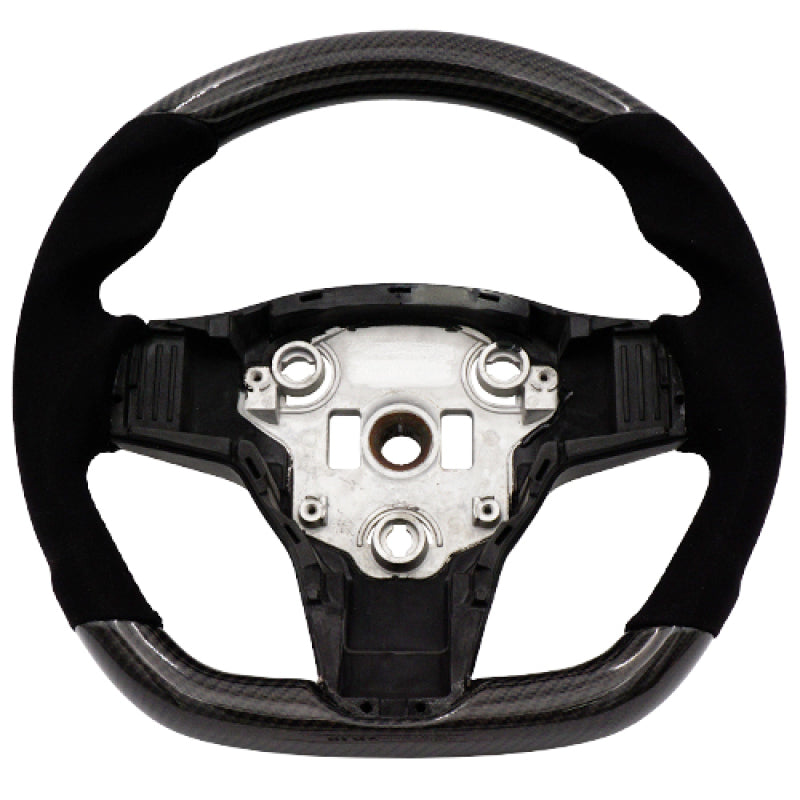 BLOX Racing Tesla Model 3 and Y Carbon/Alcantara Steering Wheel Black Stitching