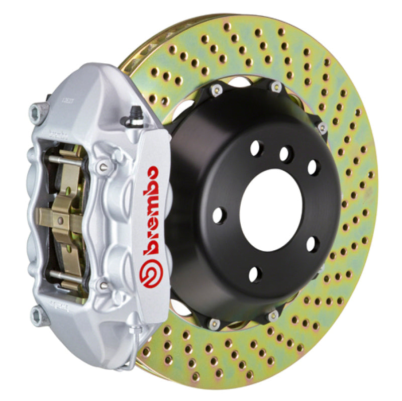 Brembo 06-10 M5/06-10 M6 Rear GT BBK 4 Piston Cast 380x28 2pc Rotor Drilled-Silver