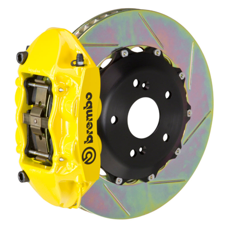Brembo 06-09 S2000 Rear GT BBK 4 Piston Cast 328x28 2pc Rotor Slotted Type-1- Yellow
