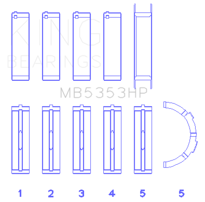 King Engine Bearings Ford 281 4.6L SOHC 16V Performance Main Bearing Set - Oversize 0.5