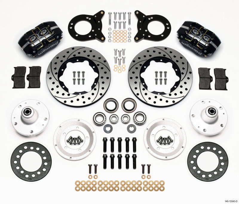 Wilwood Dynapro Dust-Boot Front Kit 11.00in Drilled 1965-1969 Mustang Disc & Drum Spindle