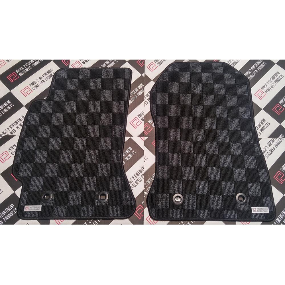 P2M Checkered Race Floor Mats - Fronts Only 2013-2021 BRZ/FR-S/86