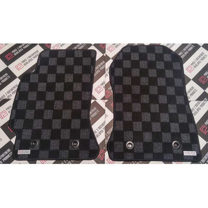 P2M Checkered Race Floor Mats - Fronts Only 2013-2021 BRZ/FR-S/86